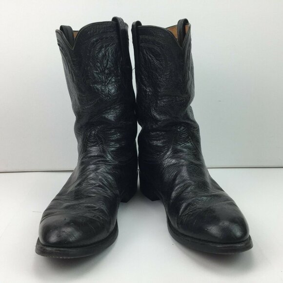 Mens Black Leather Western Cowboy Boots  Vibram Sole T0076G2 10K2E 93035 - Picture 1 of 11